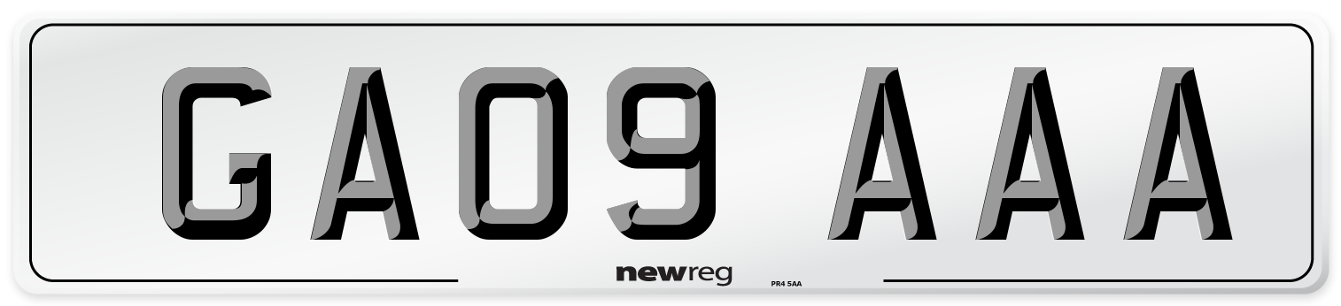 GA09 AAA Number Plate from New Reg